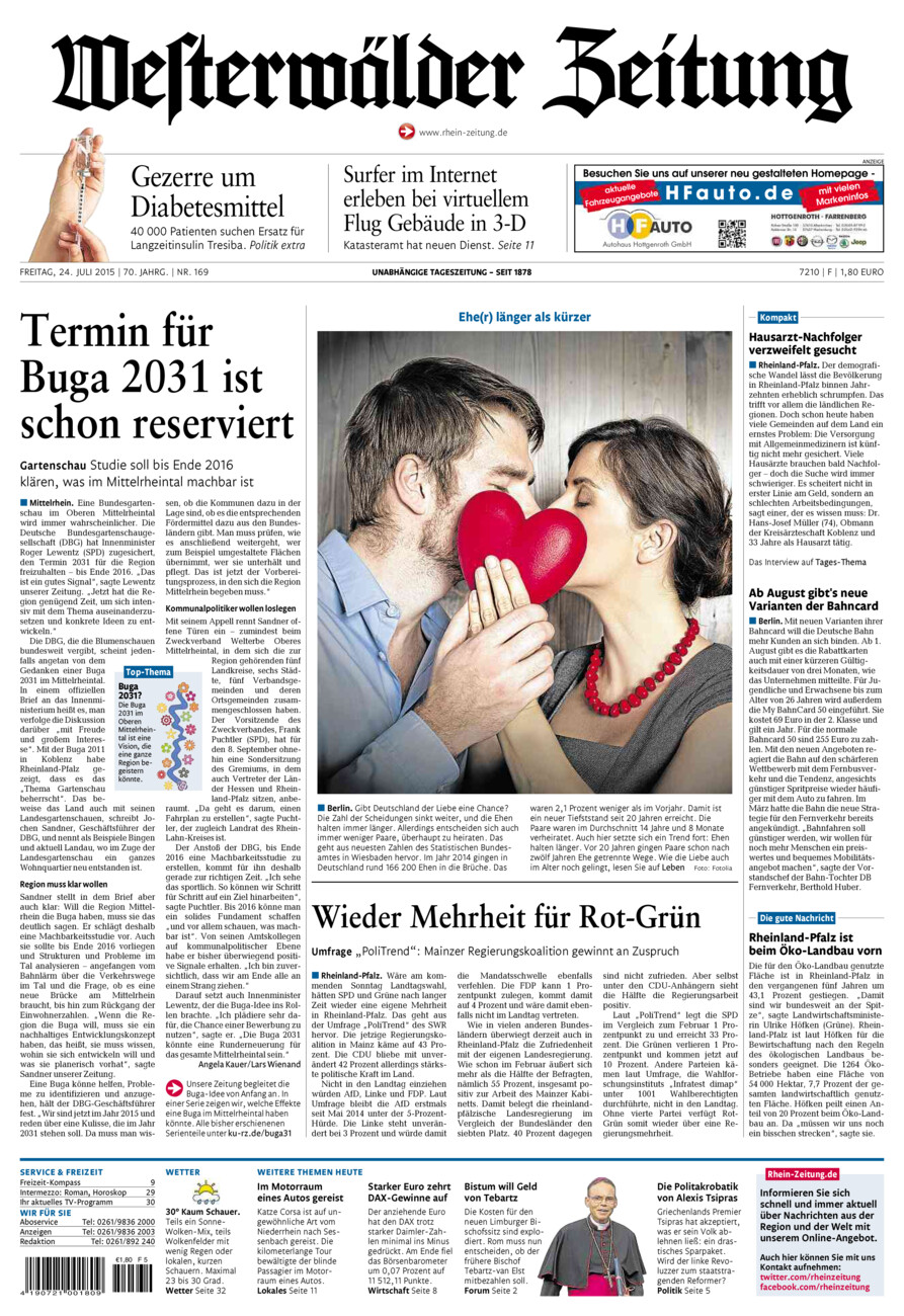 Westerwälder Zeitung vom Freitag, 24.07.2015