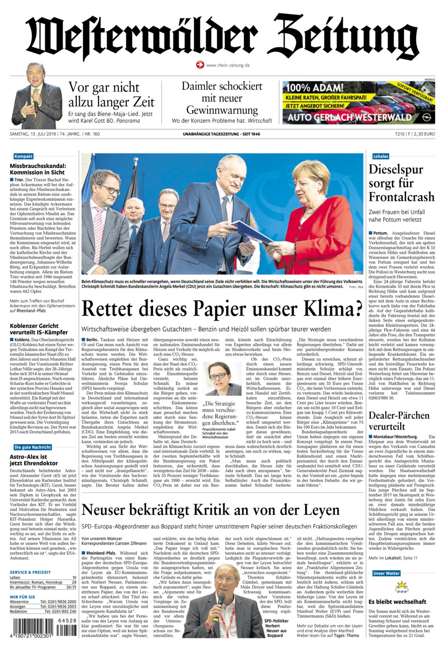 Westerwälder Zeitung vom Samstag, 13.07.2019