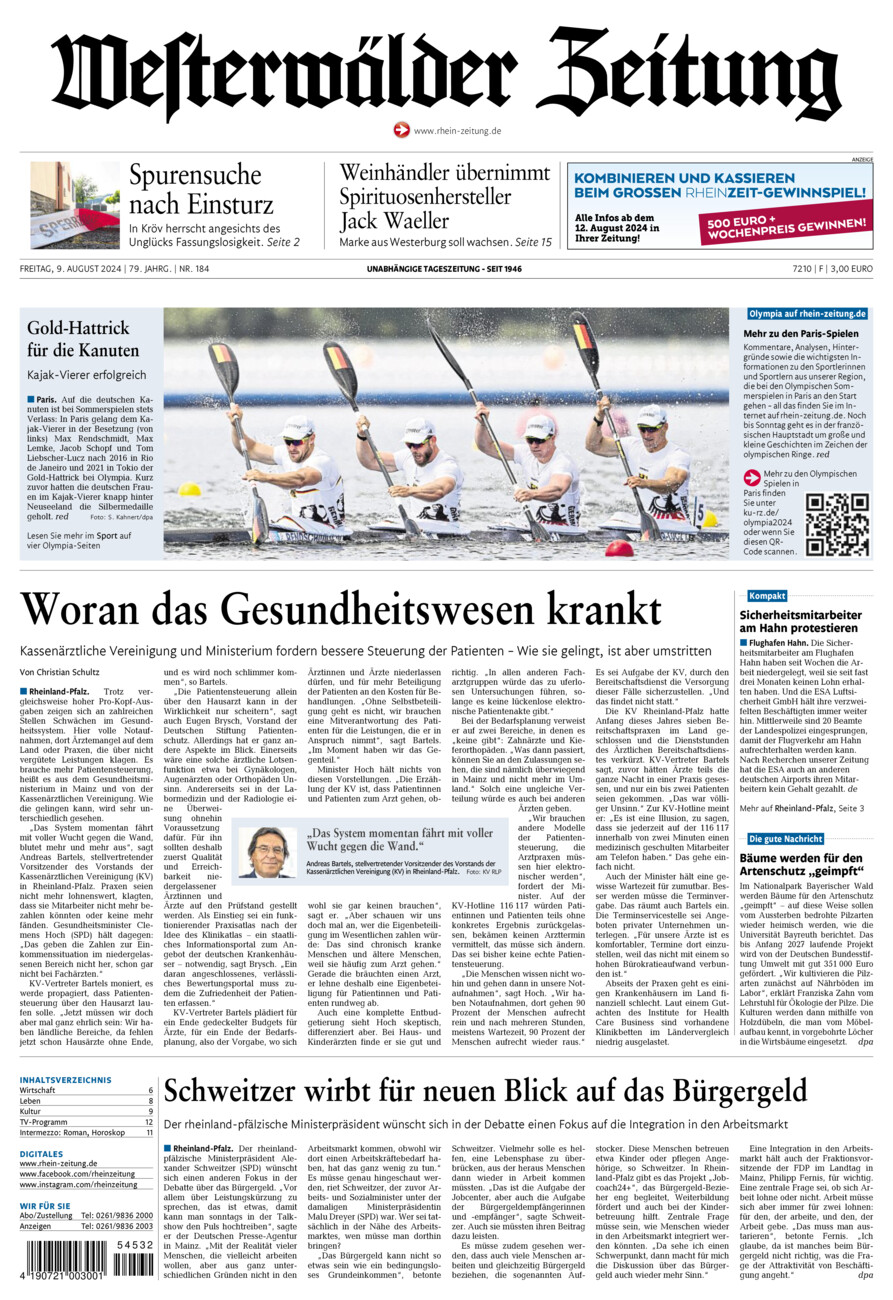 Westerwälder Zeitung vom Freitag, 09.08.2024