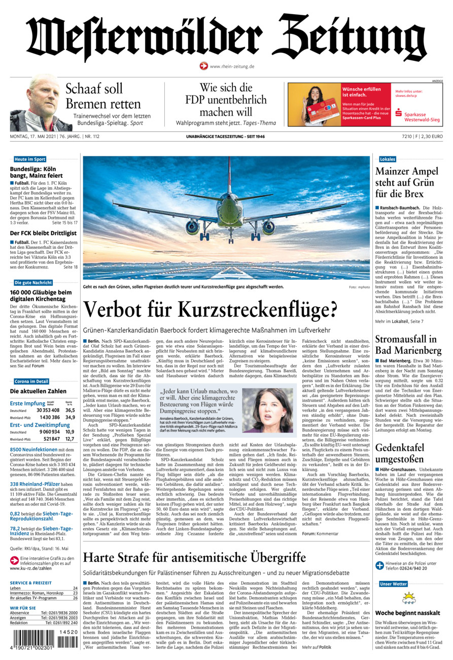 Westerwälder Zeitung vom Montag, 17.05.2021