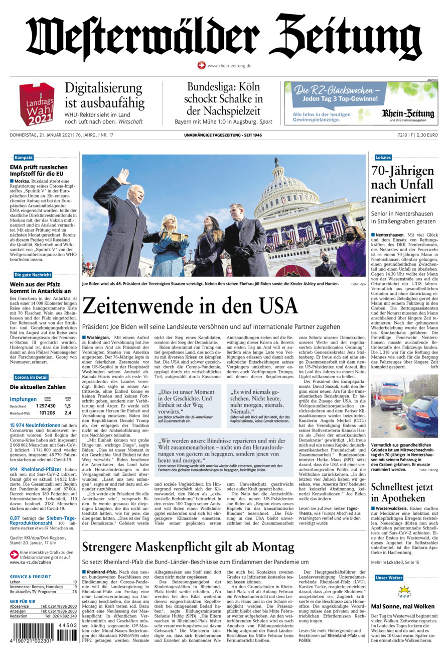 Westerwälder Zeitung vom Donnerstag, 21.01.2021