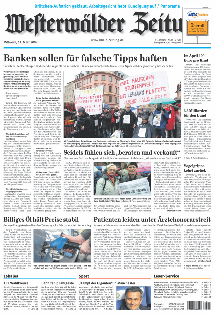 Westerwälder Zeitung vom Mittwoch, 11.03.2009