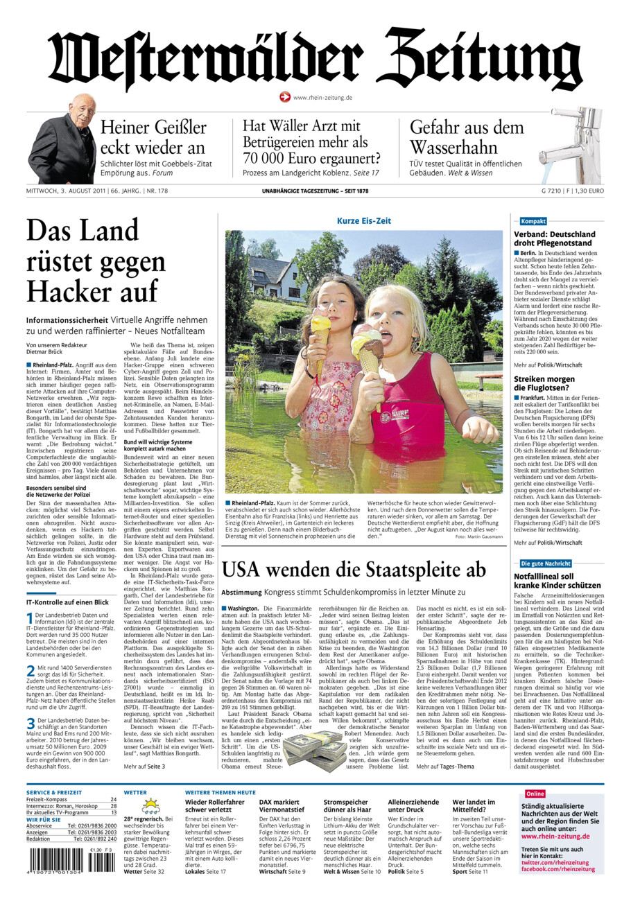 Westerwälder Zeitung vom Mittwoch, 03.08.2011