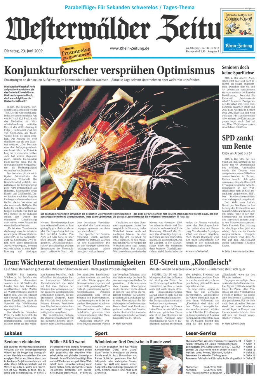 Westerwälder Zeitung vom Dienstag, 23.06.2009