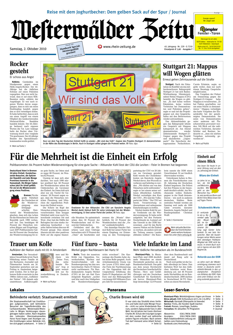 Westerwälder Zeitung vom Samstag, 02.10.2010