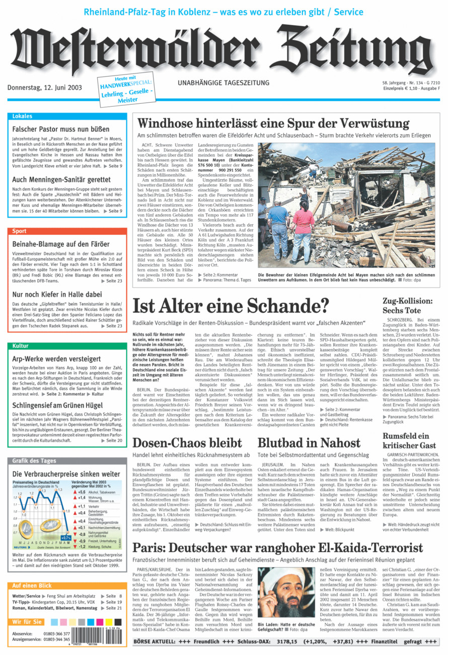 Westerwälder Zeitung vom Donnerstag, 12.06.2003