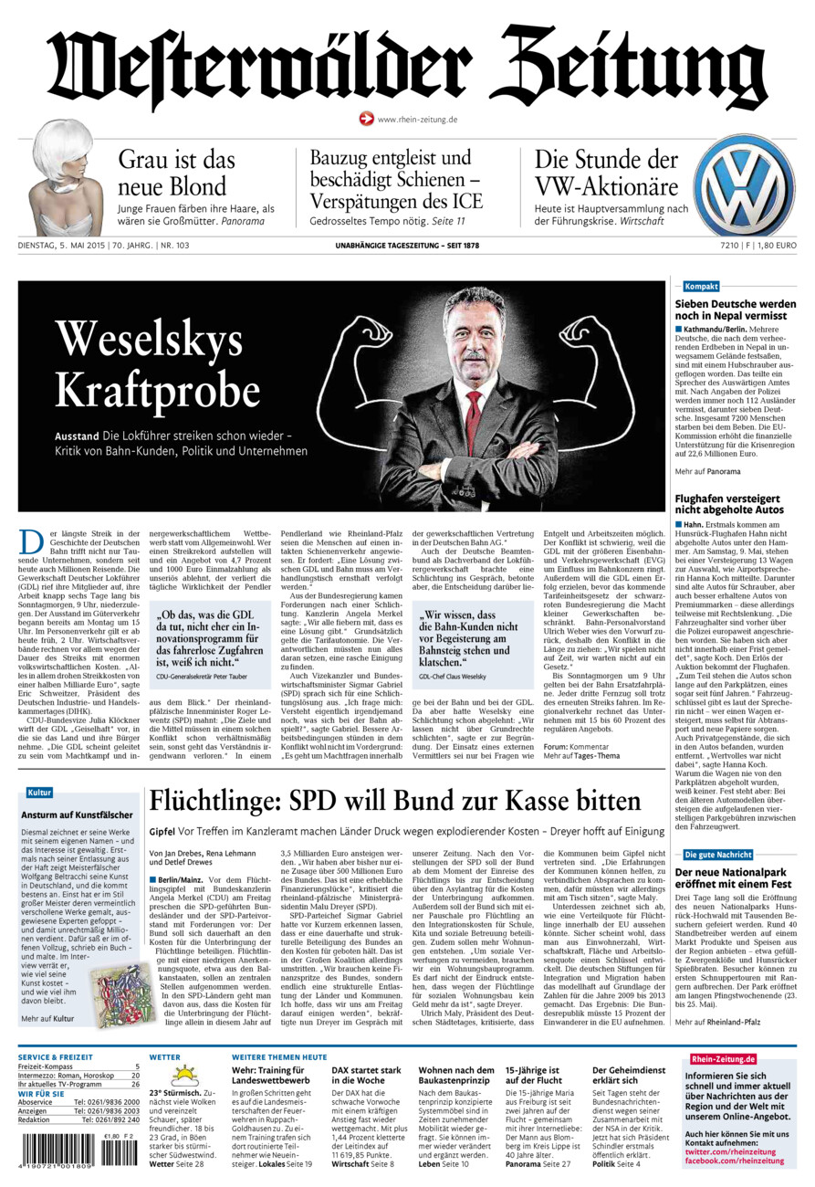Westerwälder Zeitung vom Dienstag, 05.05.2015