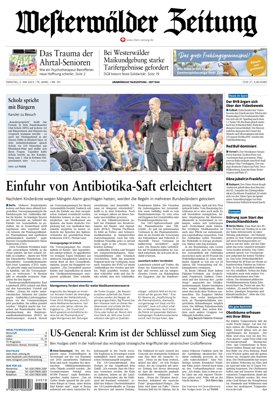 Westerwälder Zeitung vom Dienstag, 02.05.2023