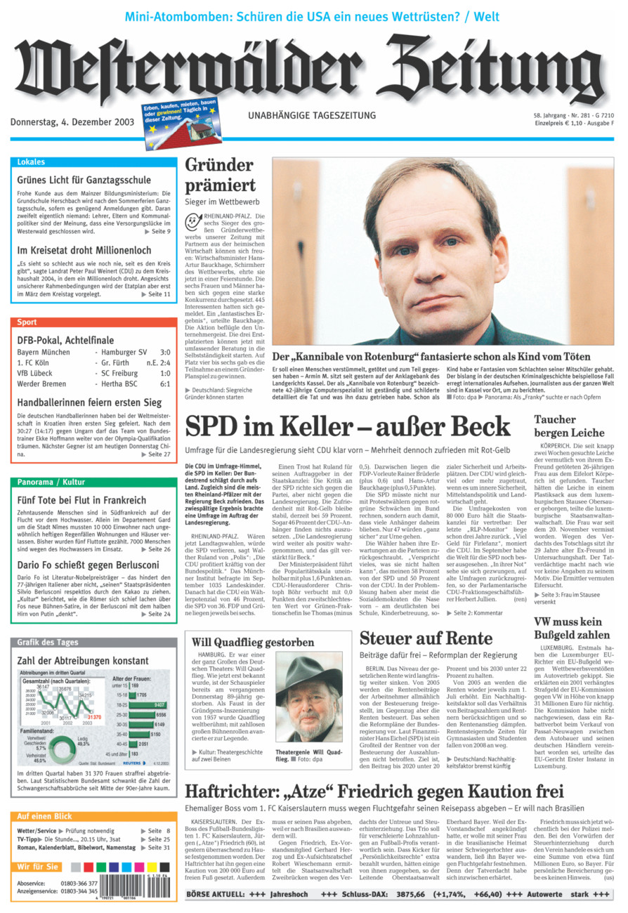 Westerwälder Zeitung vom Donnerstag, 04.12.2003