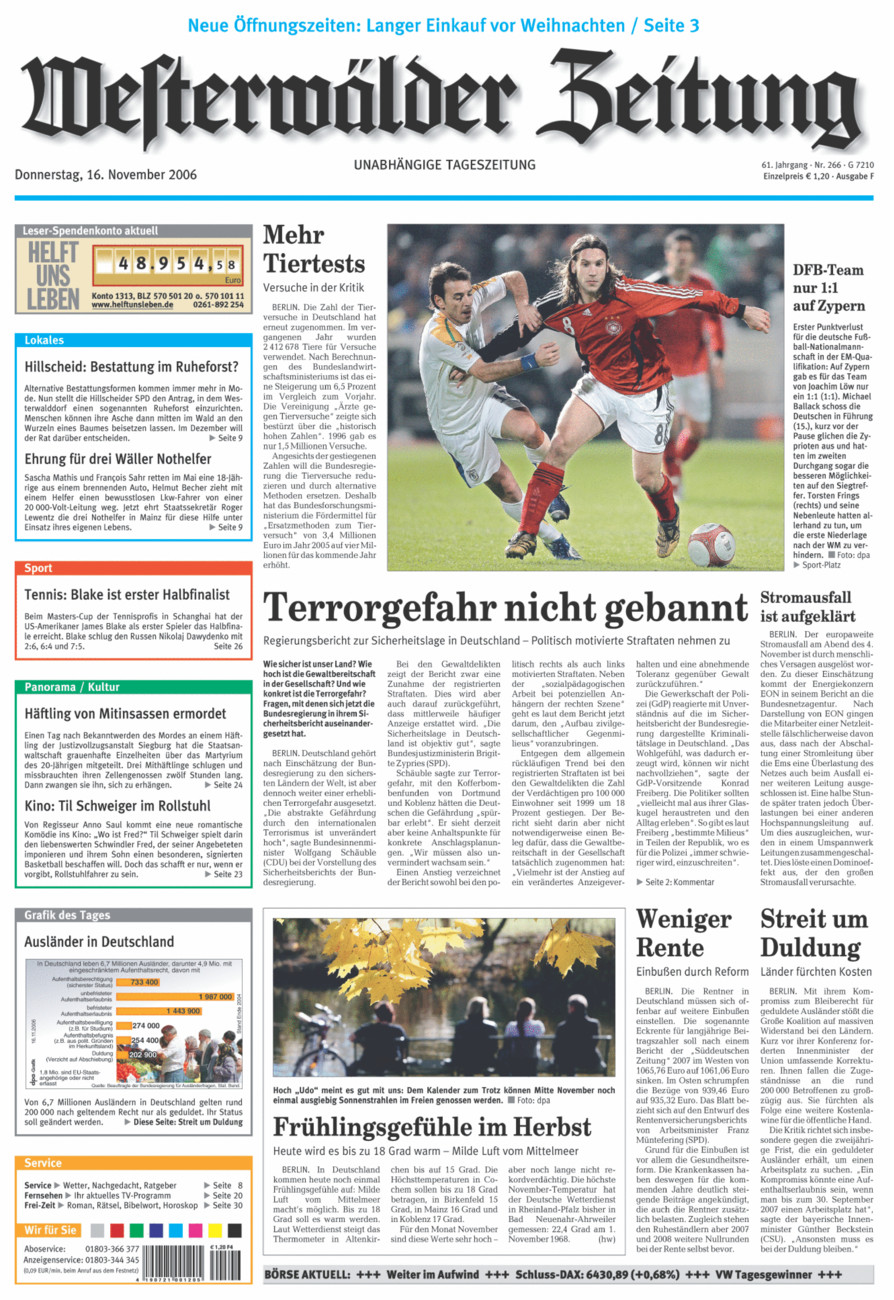 Westerwälder Zeitung vom Donnerstag, 16.11.2006