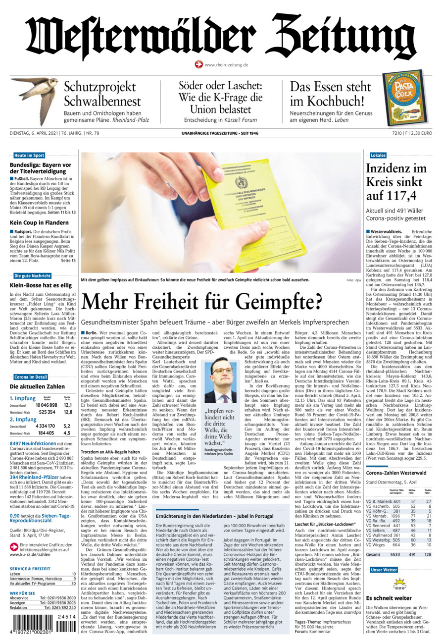 Westerwälder Zeitung vom Dienstag, 06.04.2021