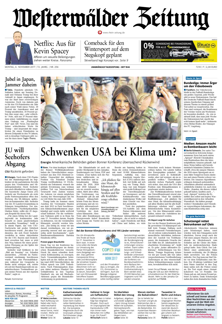 Westerwälder Zeitung vom Montag, 06.11.2017