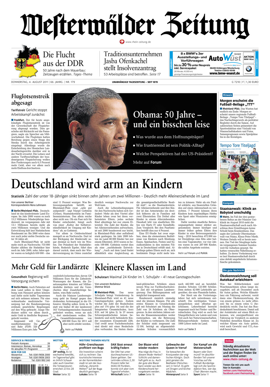 Westerwälder Zeitung vom Donnerstag, 04.08.2011