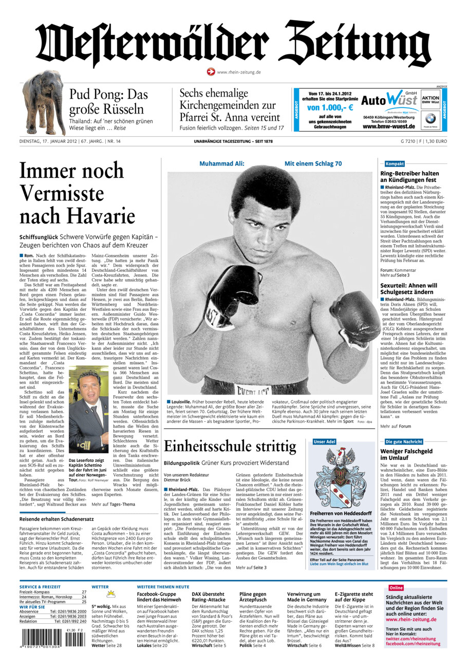 Westerwälder Zeitung vom Dienstag, 17.01.2012