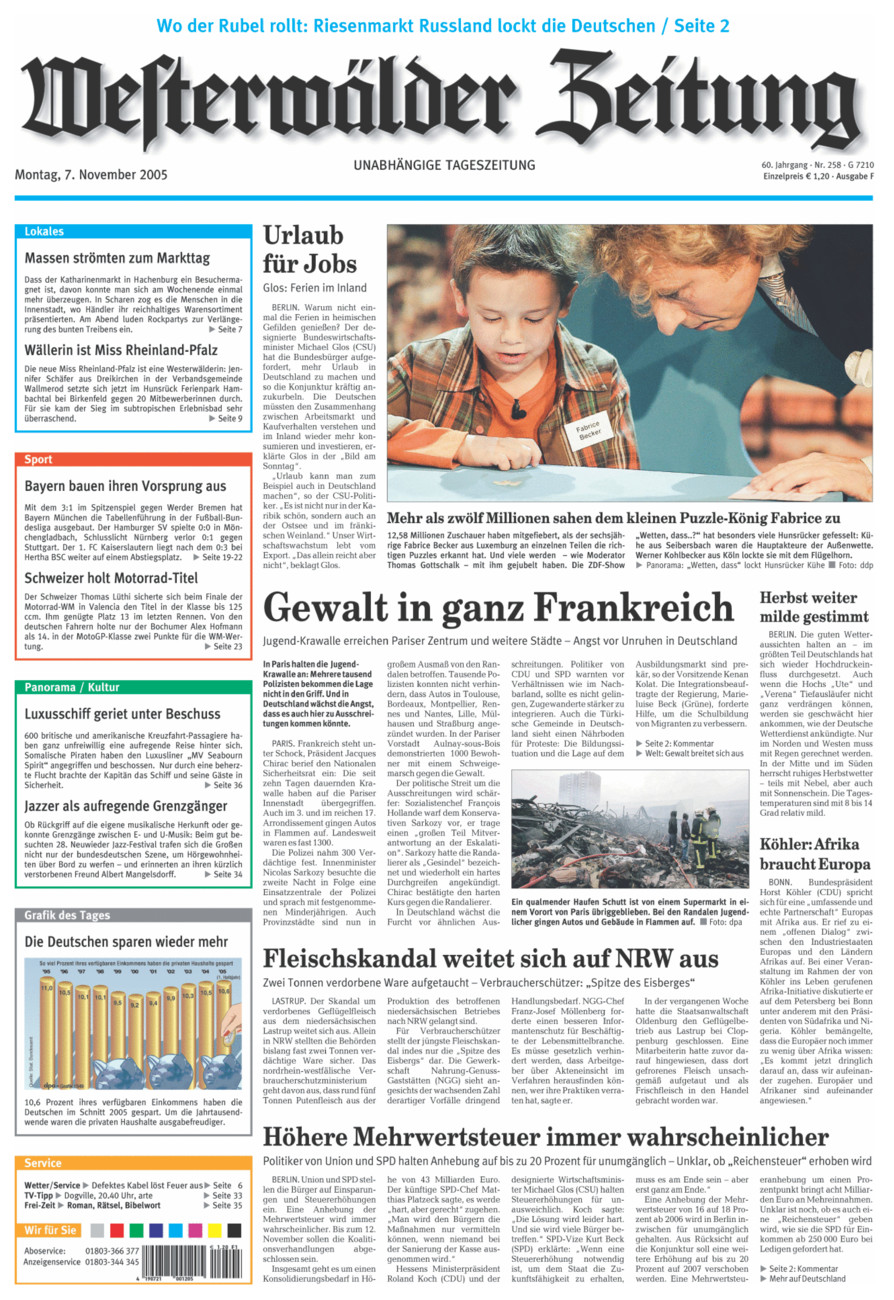 Westerwälder Zeitung vom Montag, 07.11.2005