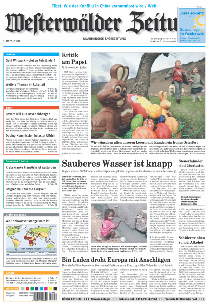 Westerwälder Zeitung vom Samstag, 22.03.2008