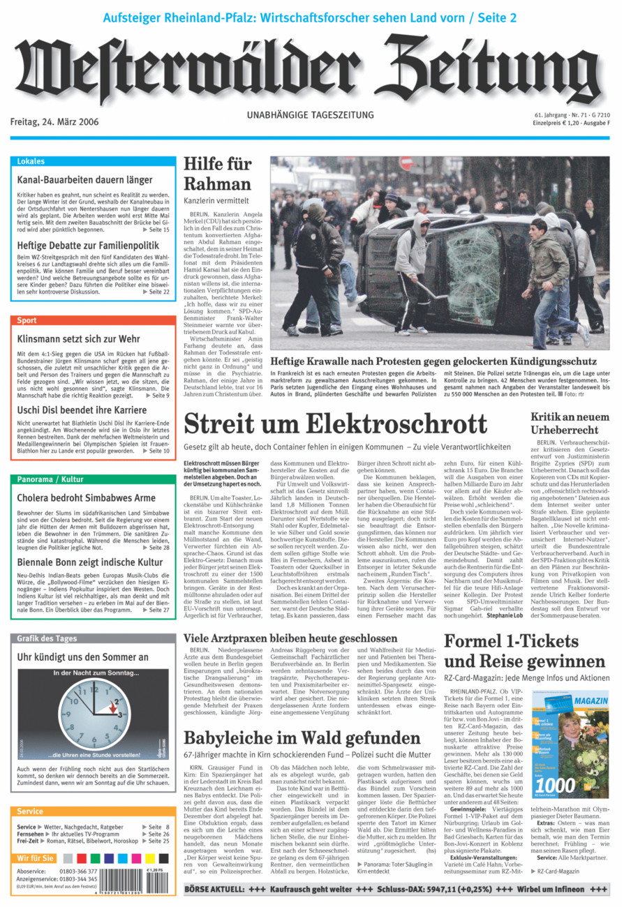 Westerwälder Zeitung vom Freitag, 24.03.2006