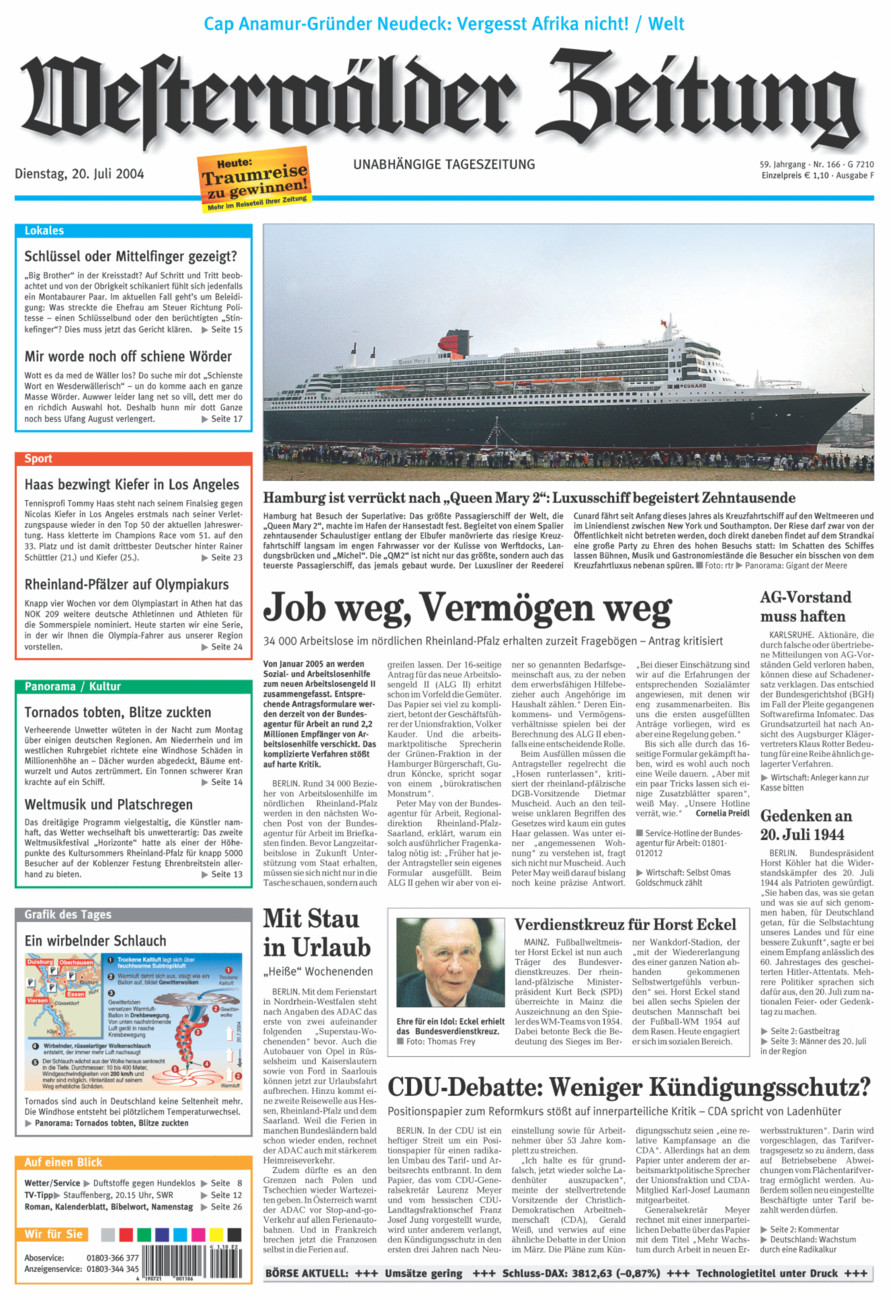 Westerwälder Zeitung vom Dienstag, 20.07.2004