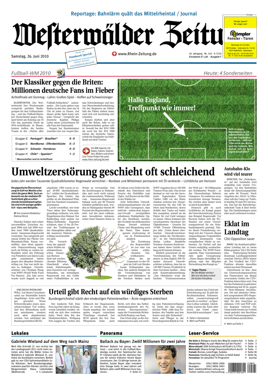 Westerwälder Zeitung vom Samstag, 26.06.2010