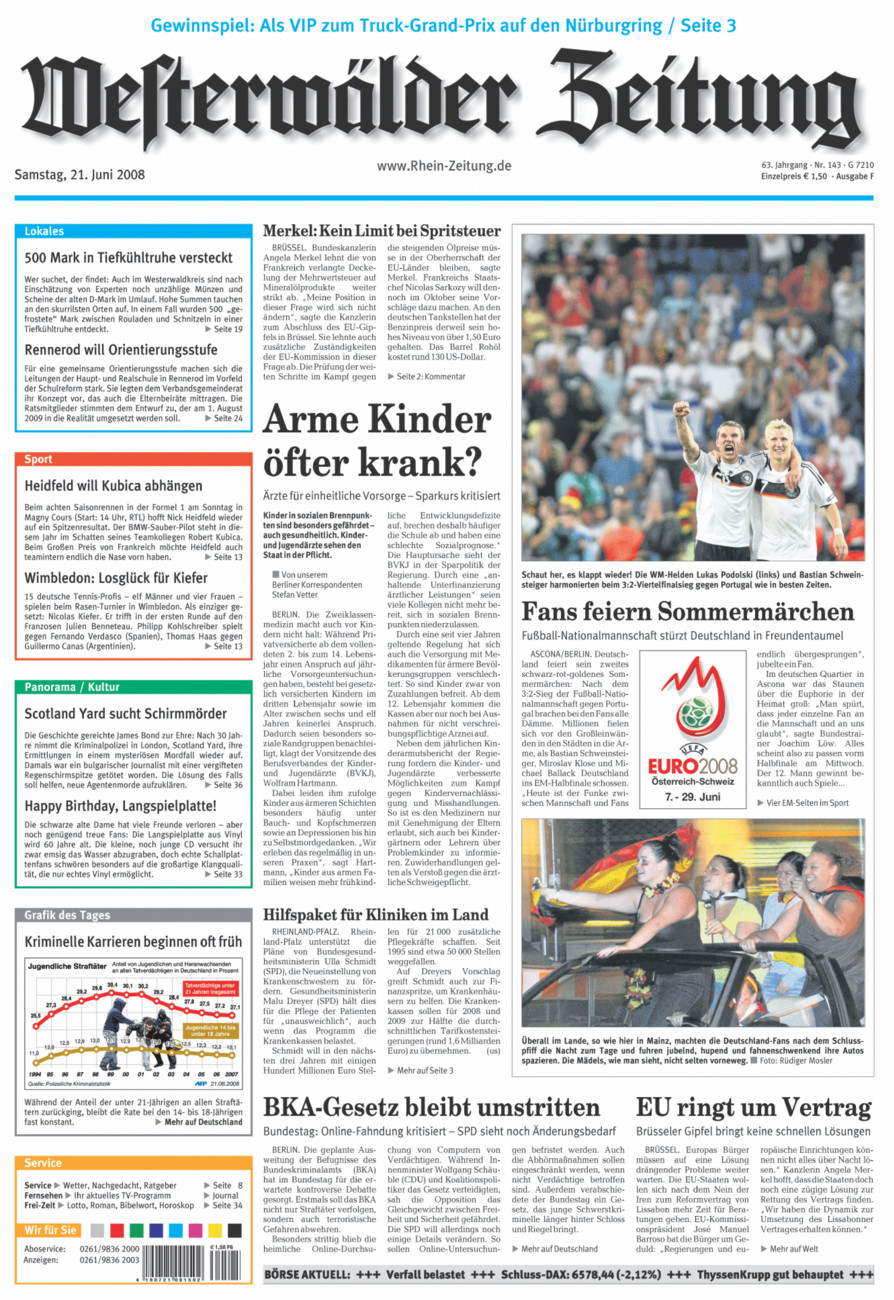 Westerwälder Zeitung vom Samstag, 21.06.2008