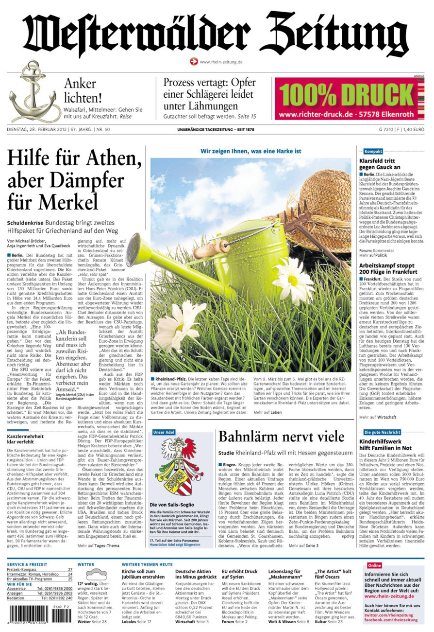 Westerwälder Zeitung vom Dienstag, 28.02.2012