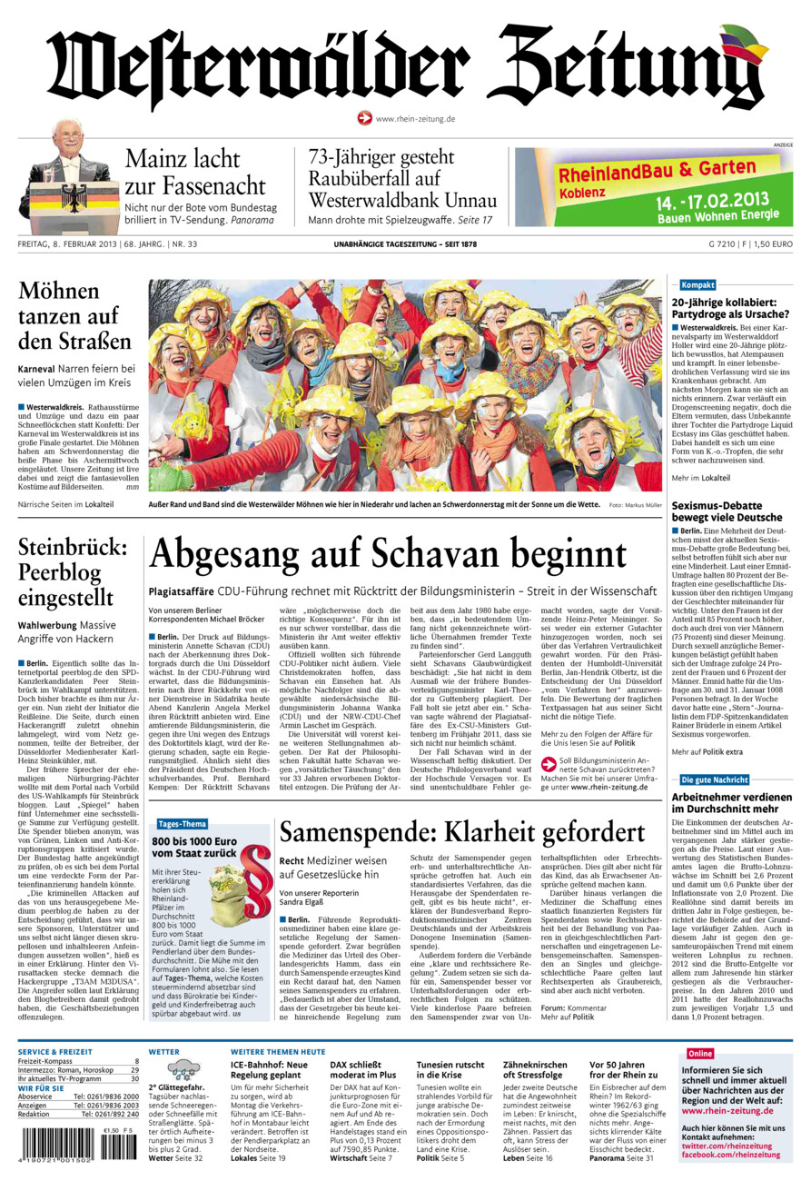 Westerwälder Zeitung vom Freitag, 08.02.2013