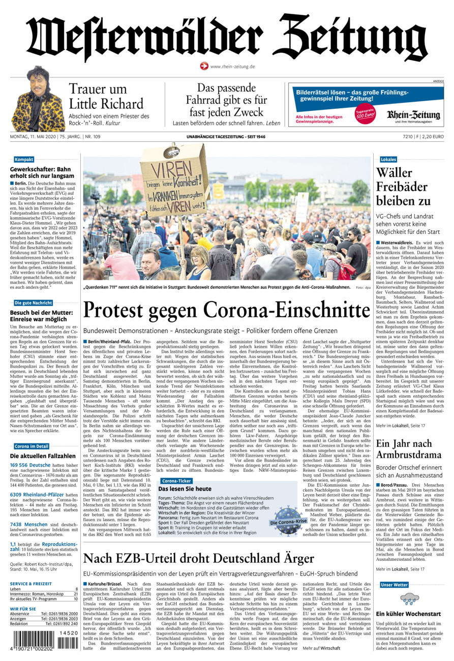 Westerwälder Zeitung vom Montag, 11.05.2020