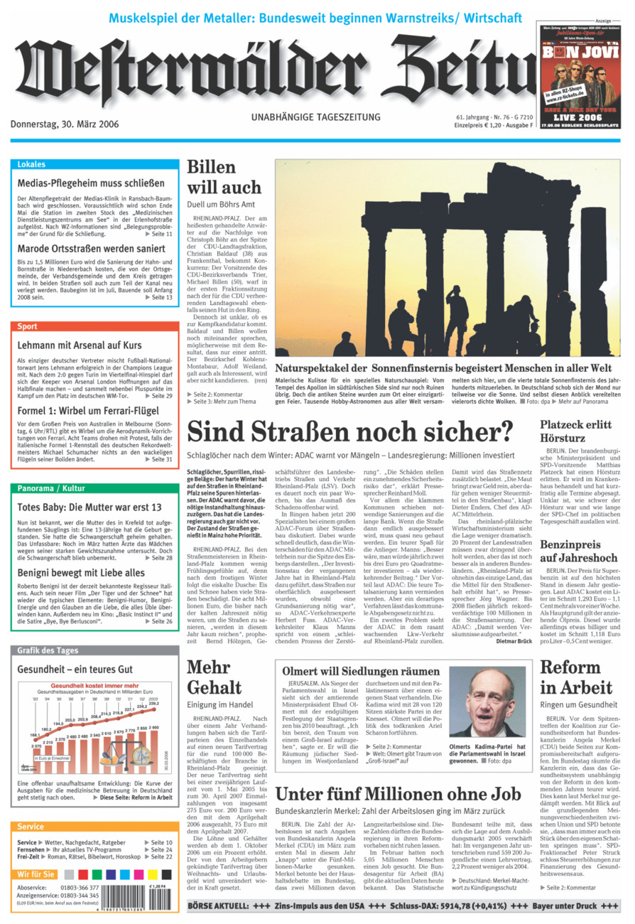 Westerwälder Zeitung vom Donnerstag, 30.03.2006