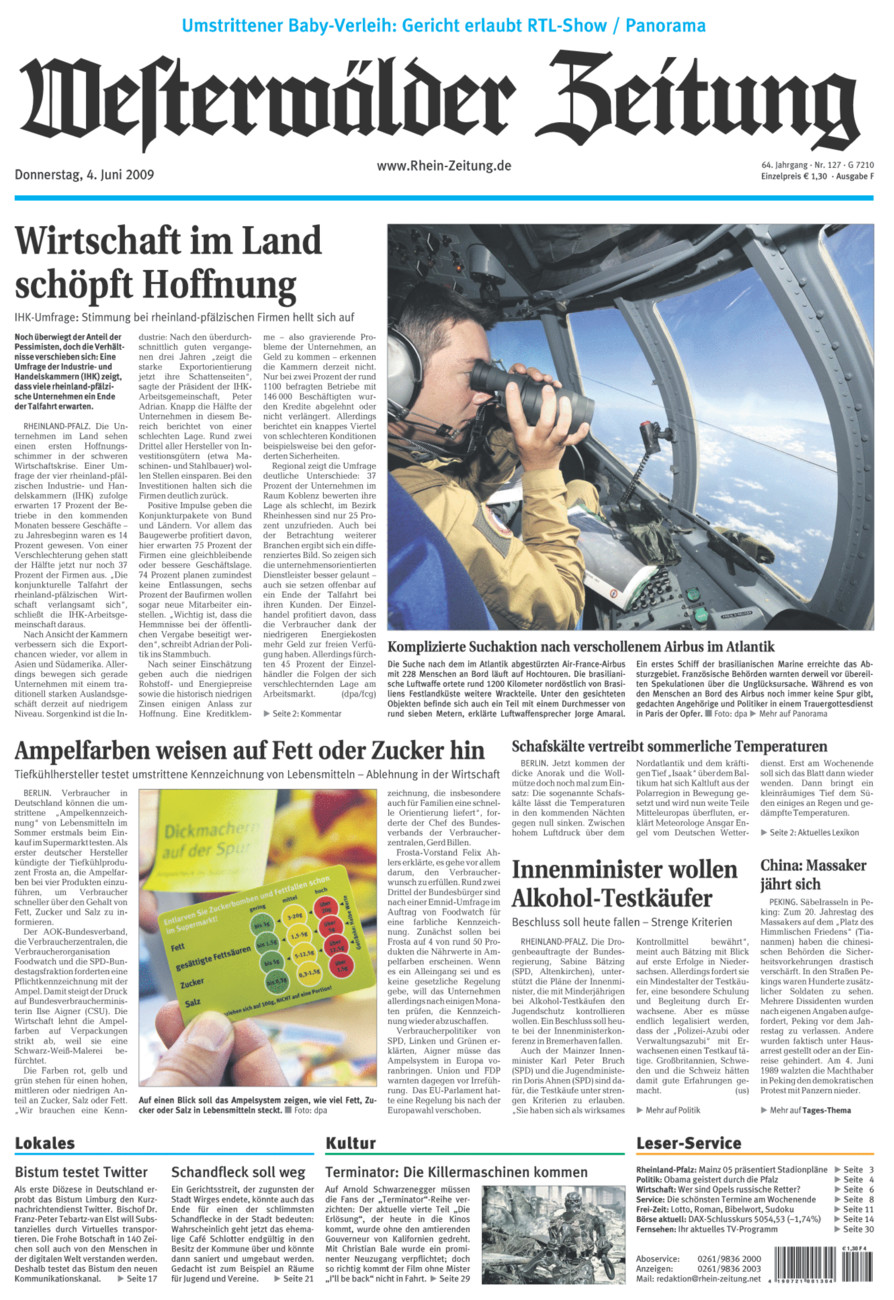 Westerwälder Zeitung vom Donnerstag, 04.06.2009