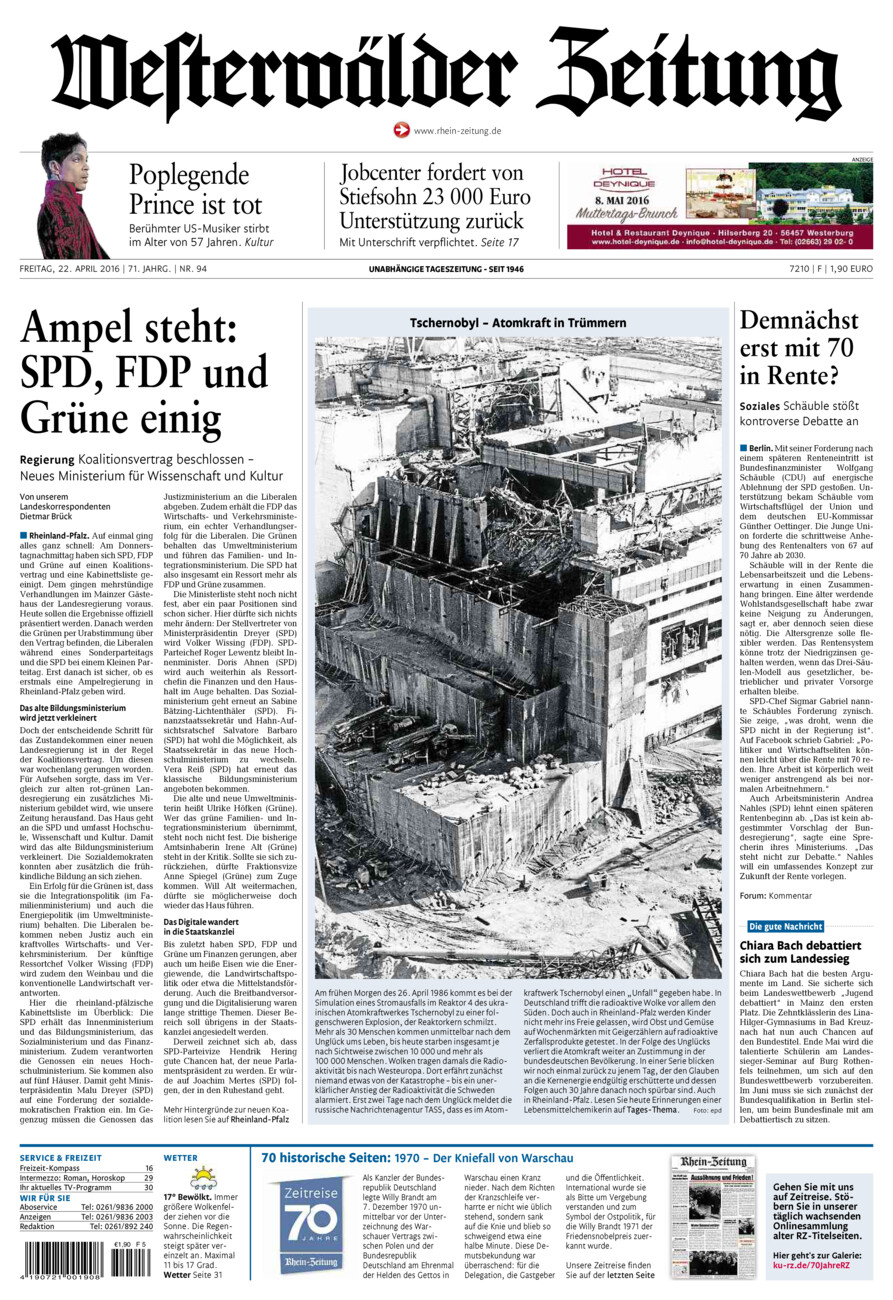 Westerwälder Zeitung vom Freitag, 22.04.2016