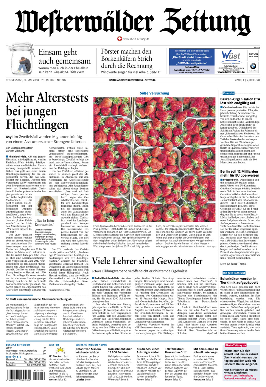 Westerwälder Zeitung vom Donnerstag, 03.05.2018