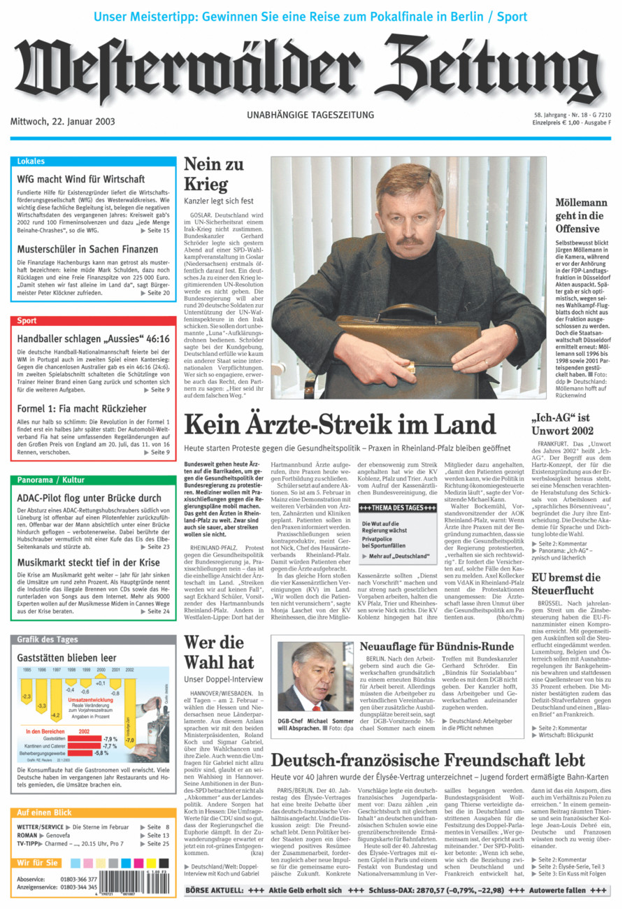 Westerwälder Zeitung vom Mittwoch, 22.01.2003