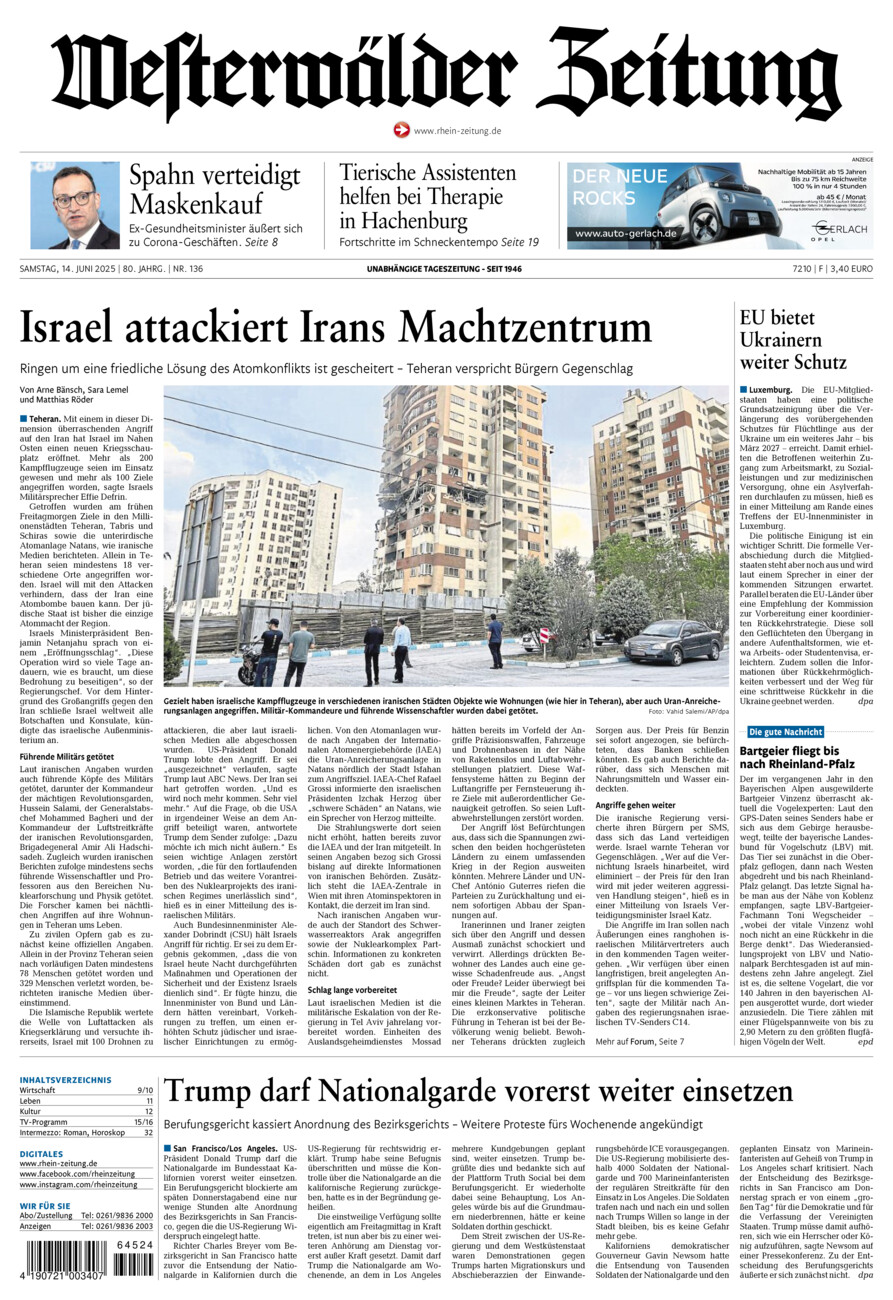 Westerwälder Zeitung vom Samstag, 14.06.2025