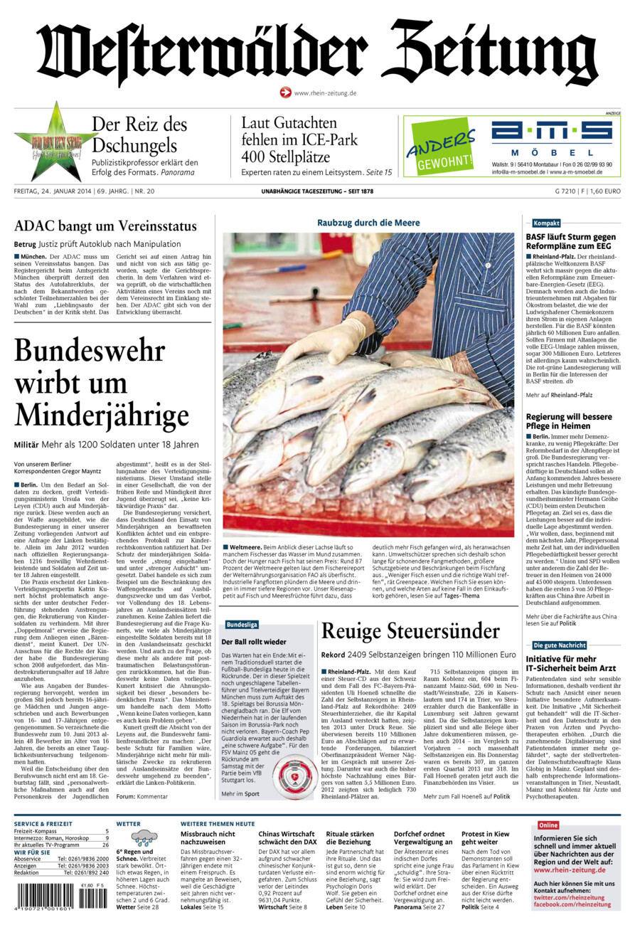 Westerwälder Zeitung vom Freitag, 24.01.2014