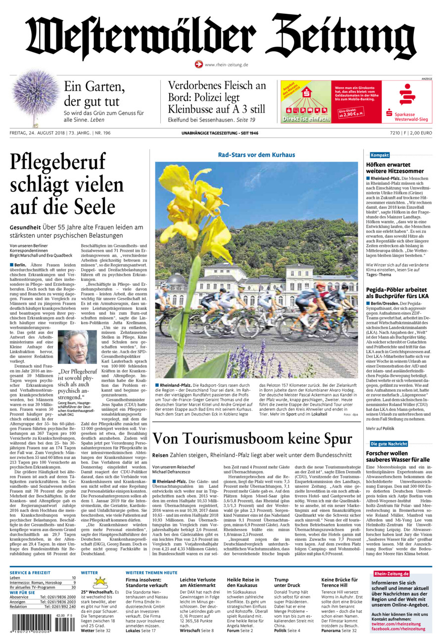 Westerwälder Zeitung vom Freitag, 24.08.2018