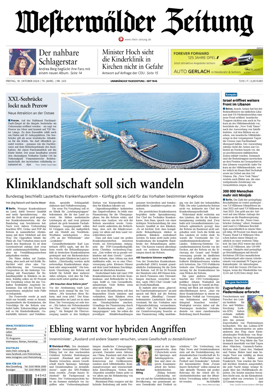 Westerwälder Zeitung vom Freitag, 18.10.2024