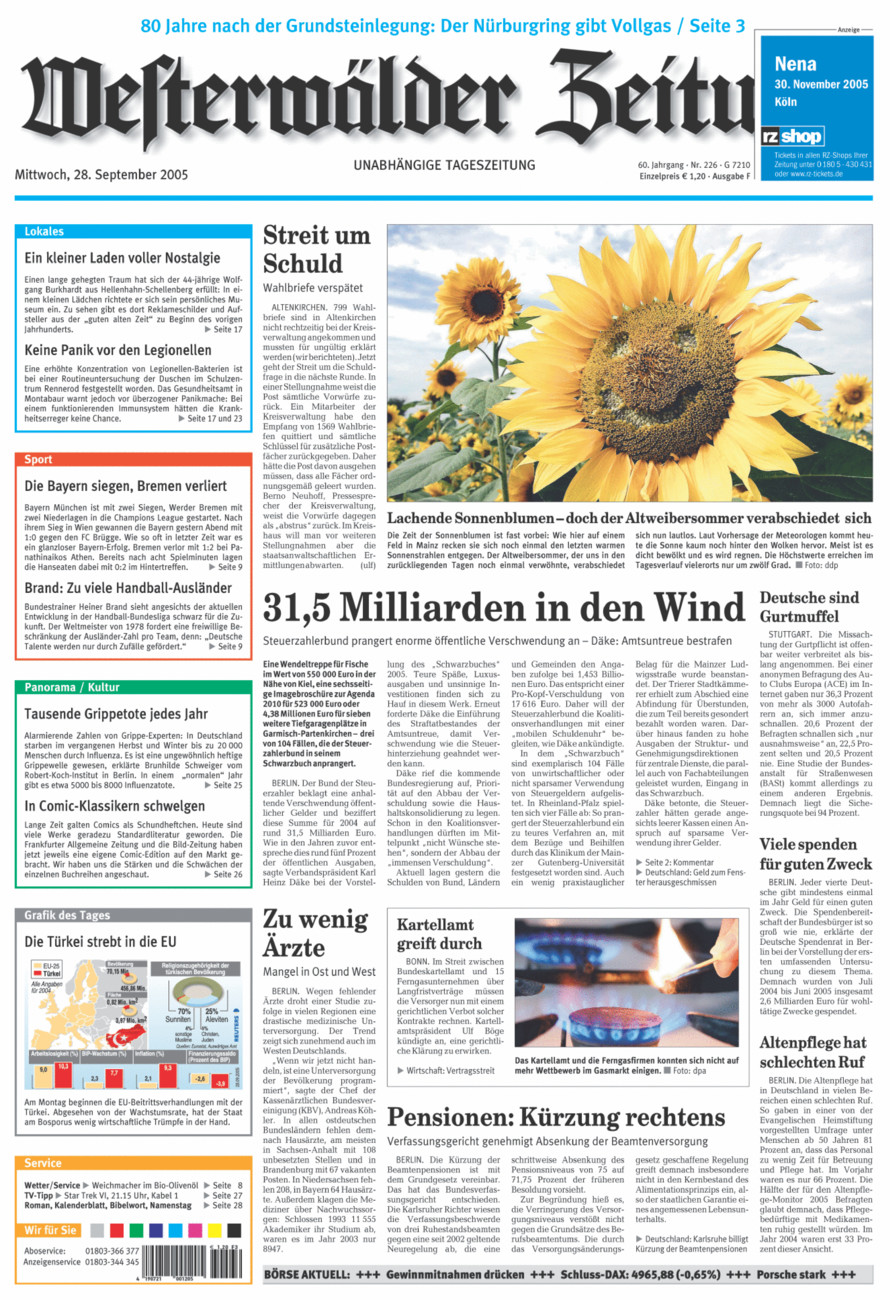 Westerwälder Zeitung vom Mittwoch, 28.09.2005