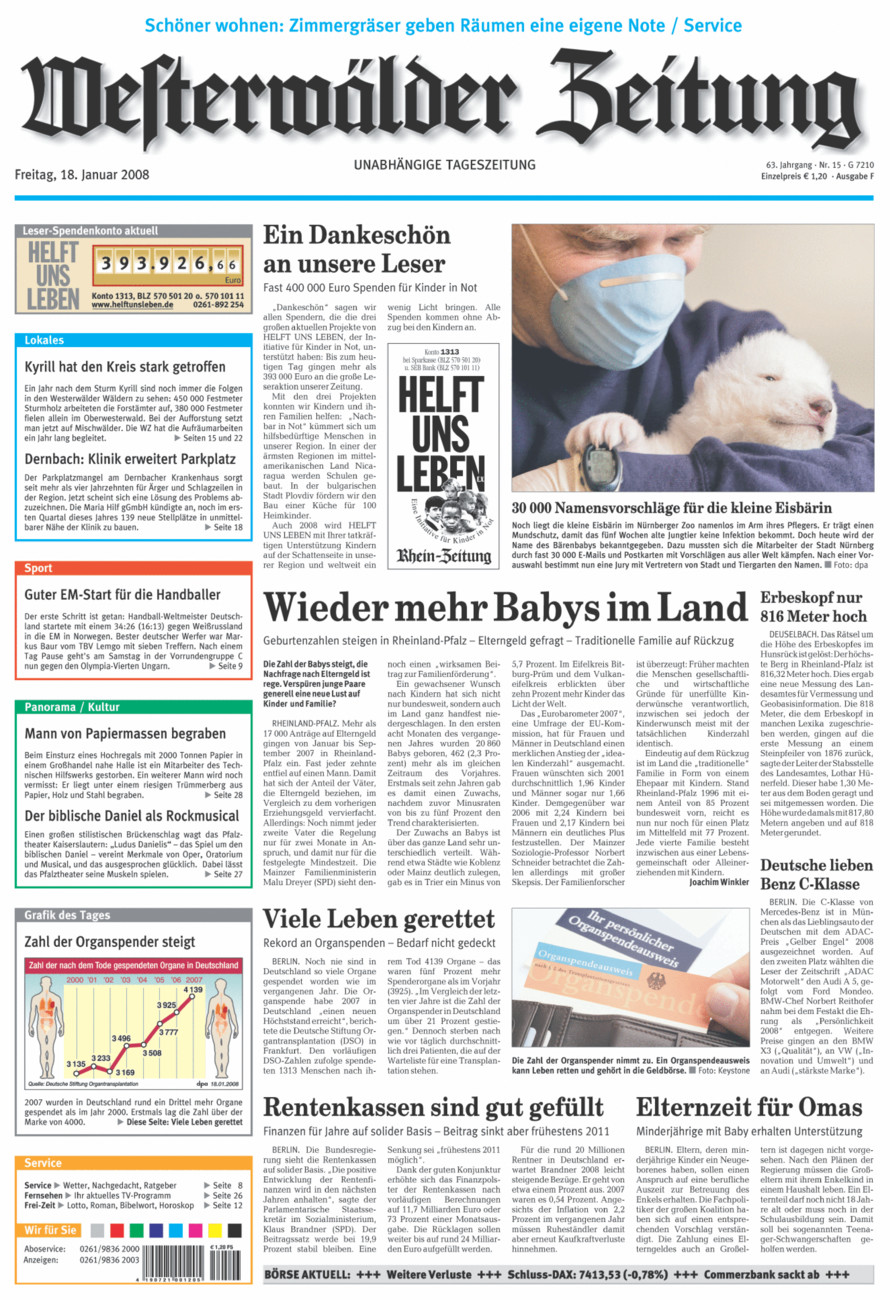Westerwälder Zeitung vom Freitag, 18.01.2008
