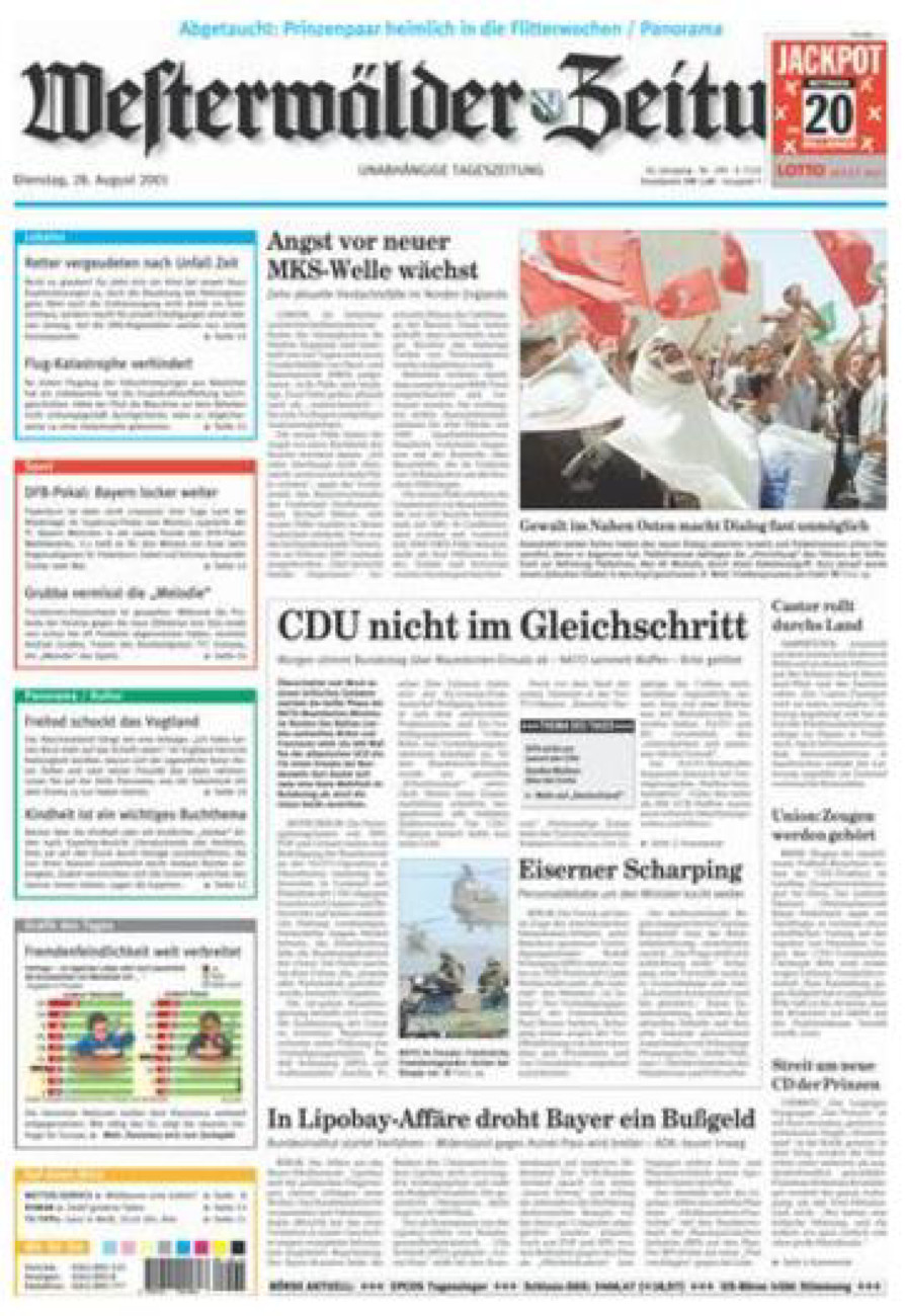 Westerwälder Zeitung vom Dienstag, 28.08.2001