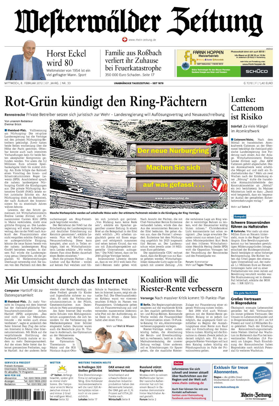 Westerwälder Zeitung vom Mittwoch, 08.02.2012