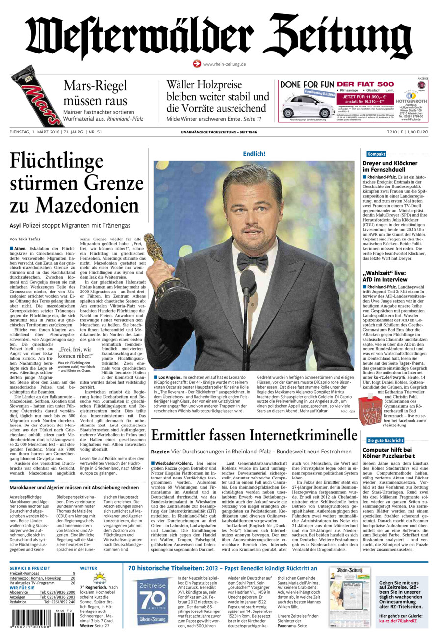 Westerwälder Zeitung vom Dienstag, 01.03.2016