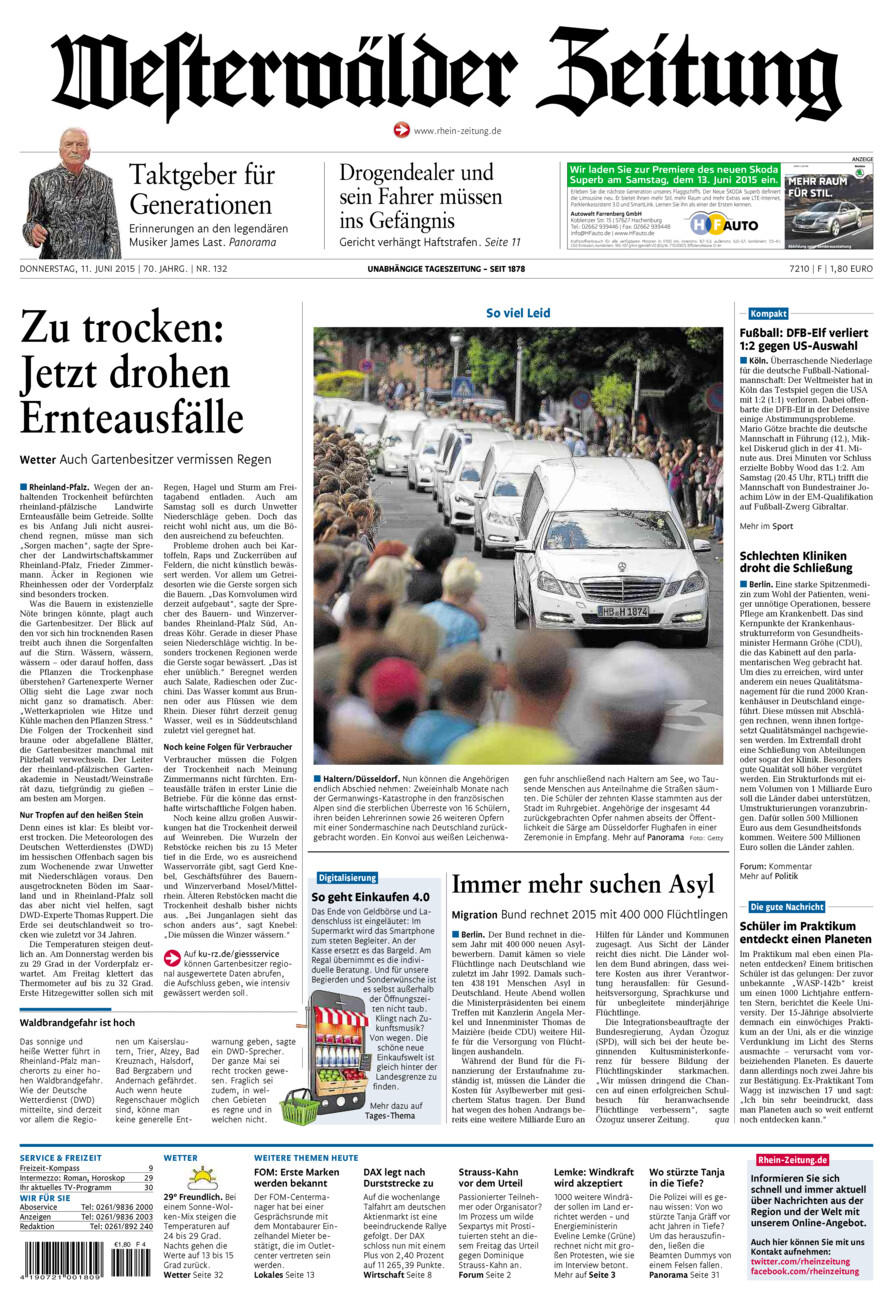 Westerwälder Zeitung vom Donnerstag, 11.06.2015
