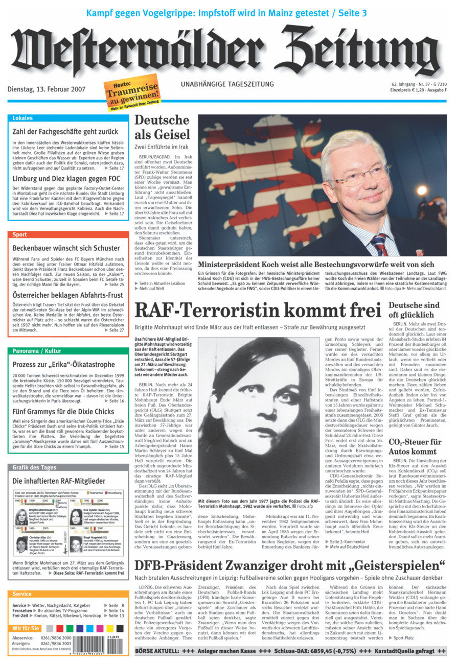 Westerwälder Zeitung vom Dienstag, 13.02.2007
