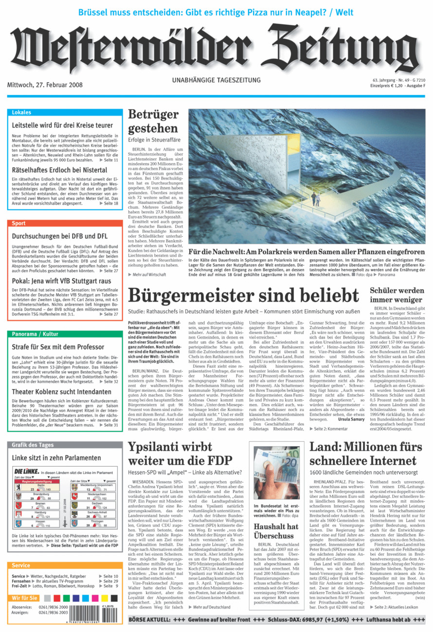 Westerwälder Zeitung vom Mittwoch, 27.02.2008