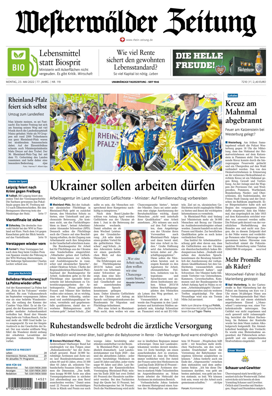 Westerwälder Zeitung vom Montag, 23.05.2022