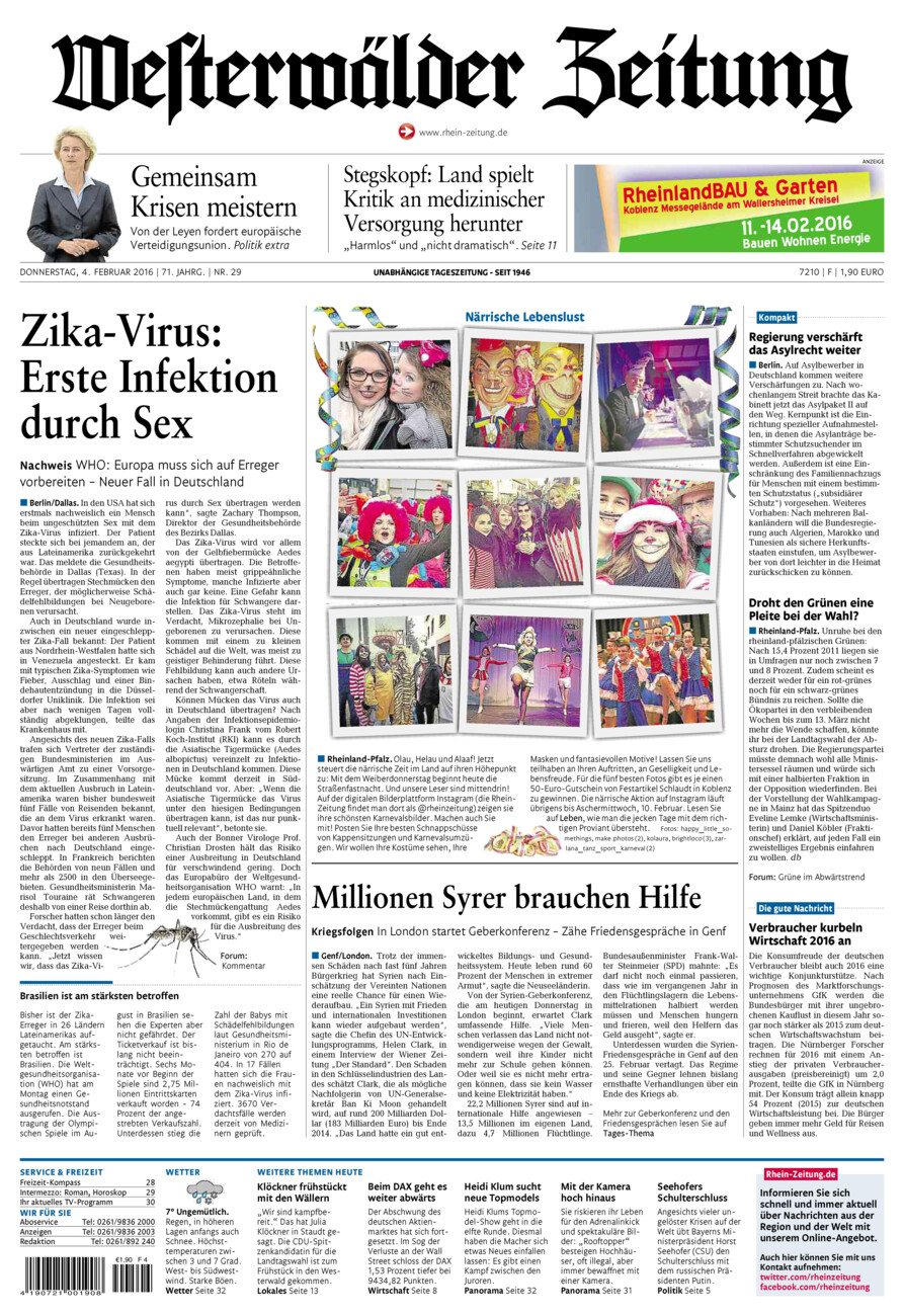 Westerwälder Zeitung vom Donnerstag, 04.02.2016