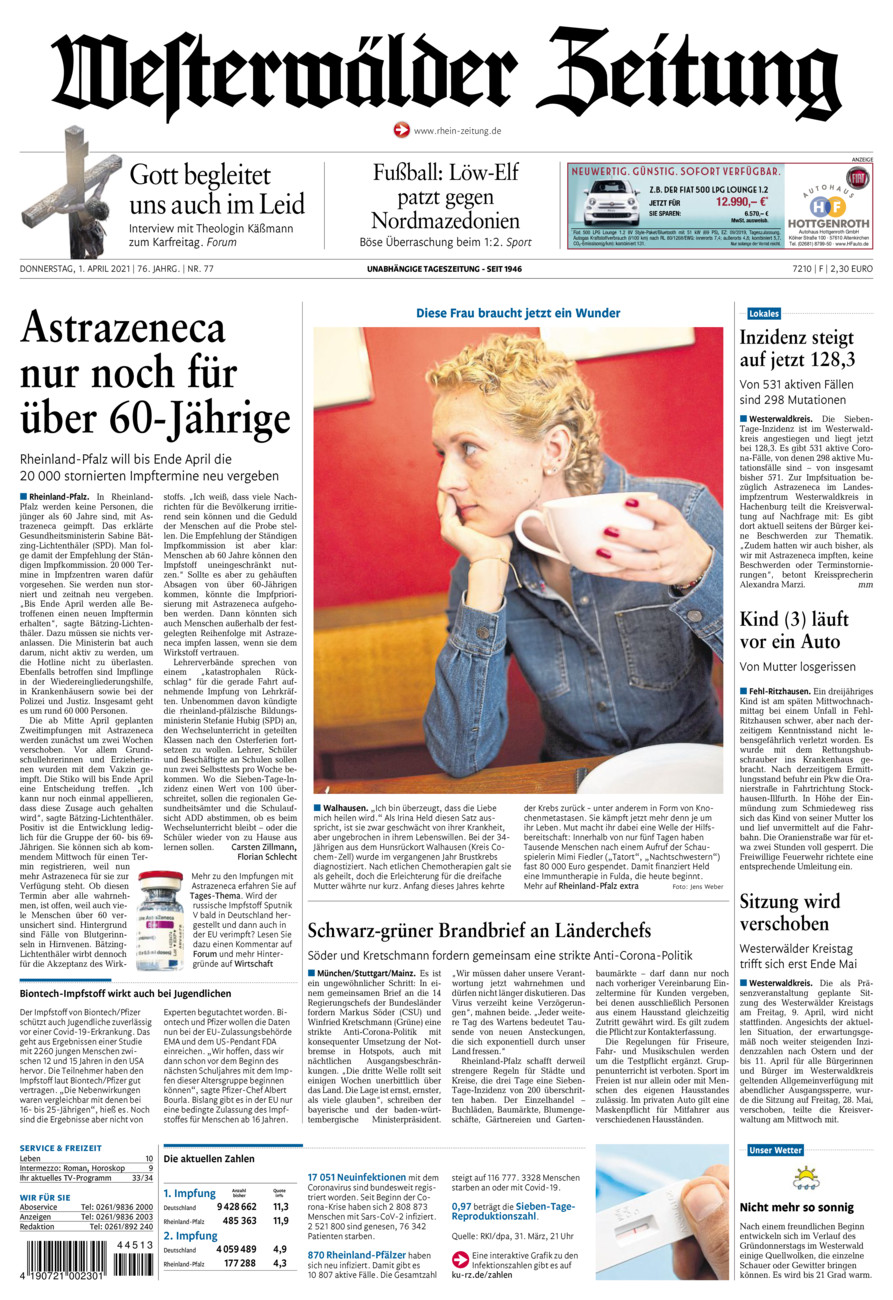 Westerwälder Zeitung vom Donnerstag, 01.04.2021