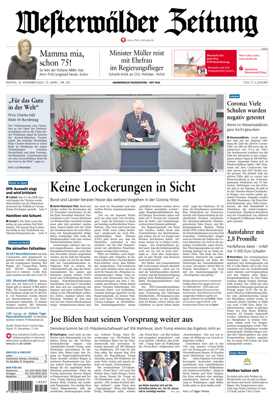 Westerwälder Zeitung vom Montag, 16.11.2020