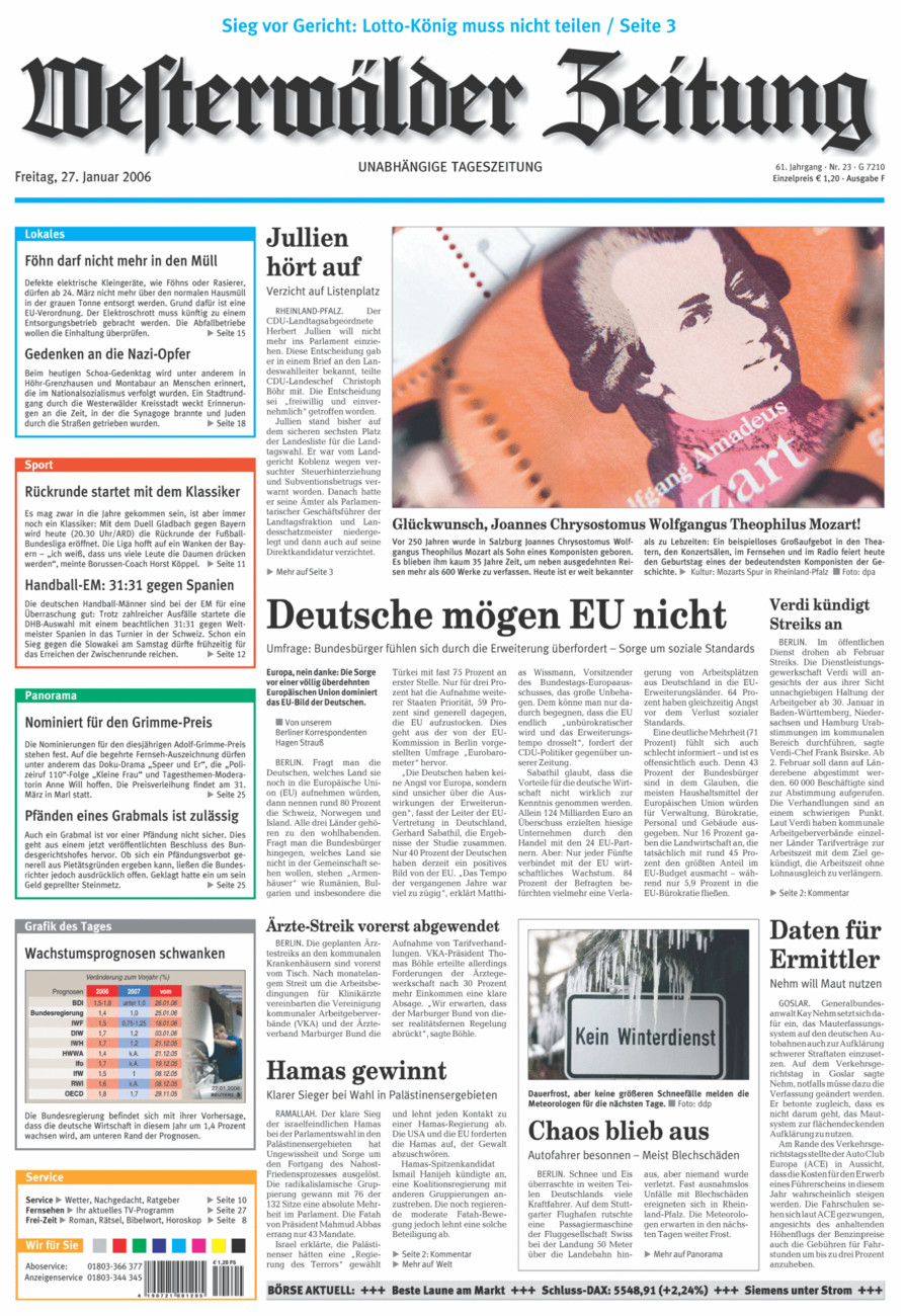 Westerwälder Zeitung vom Freitag, 27.01.2006