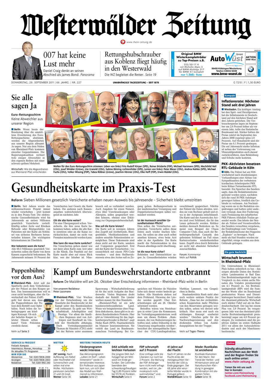 Westerwälder Zeitung vom Donnerstag, 29.09.2011
